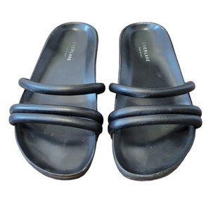 EVERLANE - The Form Three-Strap Black Leather Sandal Slides - Size 10